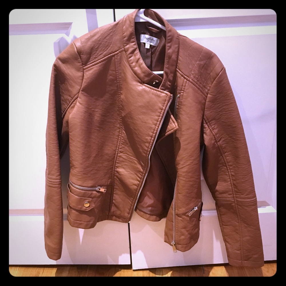 Camel colored faux leather jacket